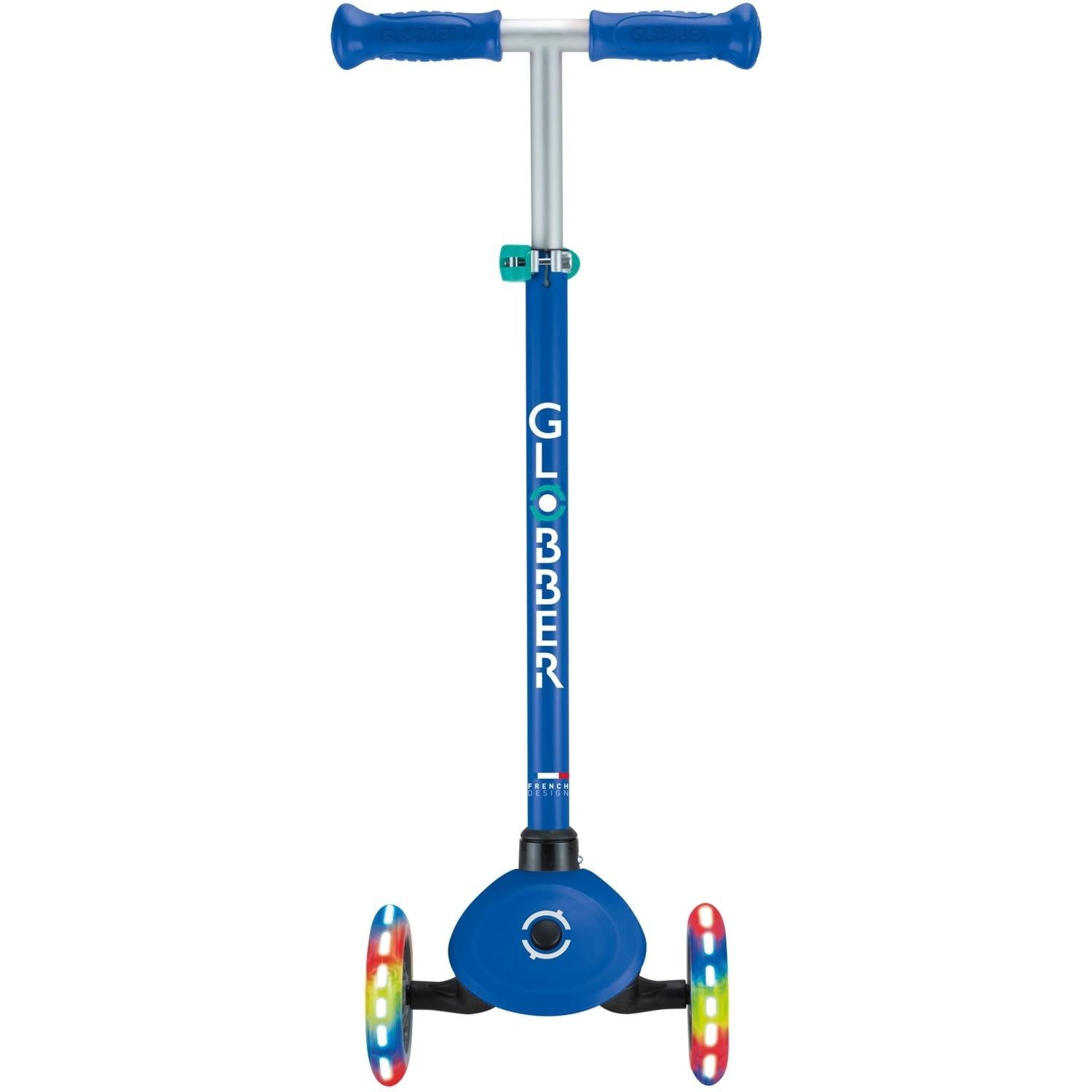 Globber Primo V2 Scooter With Lights And Griptape Navy Blue/Emerald Green